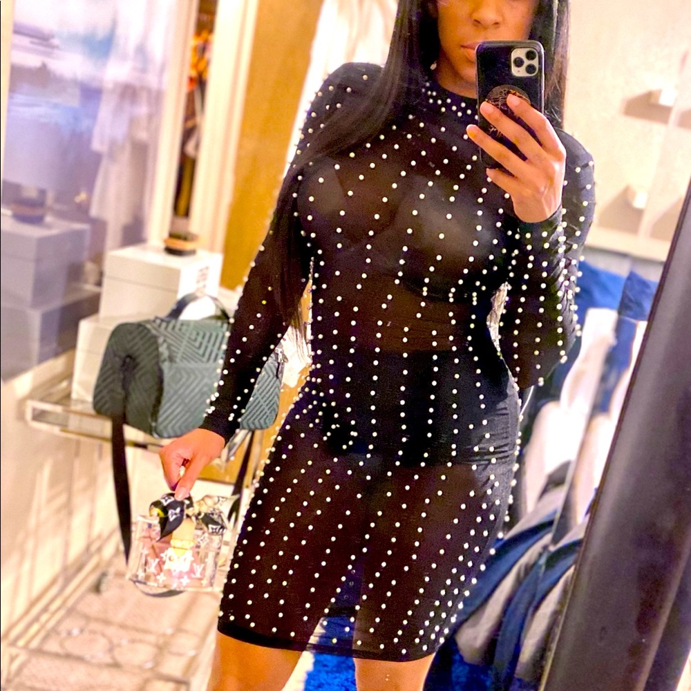 Pearl sheer dress hot Miami styles